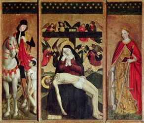Tríptico que representa la Piedad entre San Martín y Santa Catalina, 1475
