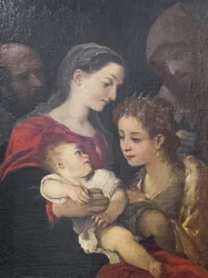 La Sagrada Familia con los santos Francisco y Catalina de Alejandría, c.1589-92 (óleo sobre lienzo)