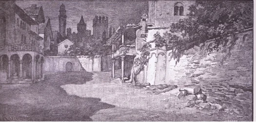 Un lugar abierto junto al jardín de los Capuleto (ilustración de Romeo y Julieta)
