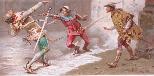 Ánimo hombre, la herida no puede ser mucho. (ilustración de Romeo y Julieta)