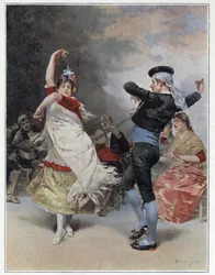 Los gitanos de Granada. Cromotipografía de Ludovico Marchetti (1853-1909) 1889. Colección privada