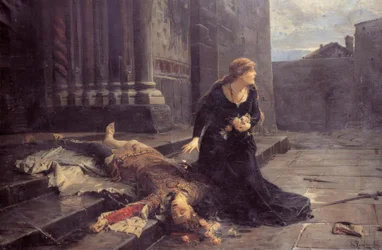 La muerte de Gianmaria Visconti frente a la iglesia de San Gottardo en Milán