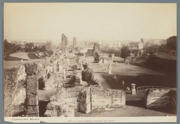 Ruinas de los Palacios Imperiales en la Colina Palatina en Roma Aedes Pubblica, Palazzo dei Cesari (título sobre el objeto)