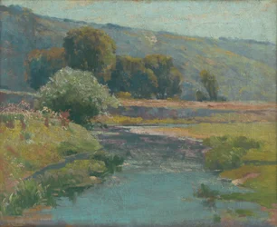 Paisaje con un arroyo inundado