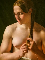 Mujer peinándose, detalle