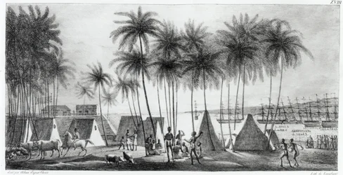 Puerto de Hanarourou en las Islas Sandwich, de 