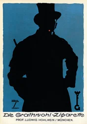 Tabaco: cartel publicitario para cigarrillos "Die Grathnohl Zigarette", Múnich 20 (cartel)