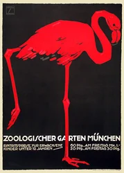 Cartel del zoo con un flamenco rojo