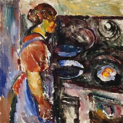 Chica en la cocina; Pike I Kjokken, 1921