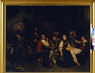 Lendemain de fete (Mañana después de la celebración). Pintura de Ludwig Knaus (1829-1910)