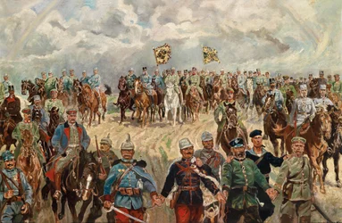 Los monarcas aliados con sus comandantes en la 1ª Guerra Mundial