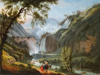 Paisaje con cascada