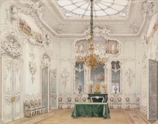 Interiores del Palacio de Invierno. El comedor verde, 1852