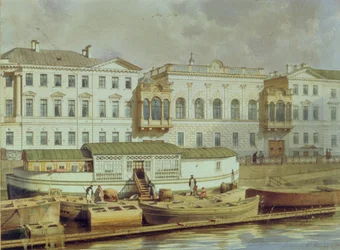 Palacio Naryshkin en el río Fontanka, mediados del siglo XIX