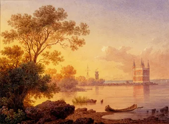 Vista del pabellón de la Rosa Ozerki en Peterhof
