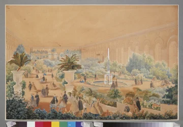 Exposición de flores en el picadero de Moscú. Obra de Luigi Premazzi (1814-1891), acuarela y gouache sobre papel