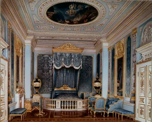 Vista del dormitorio del Zar Alejandro II en el Palacio de Gatchina