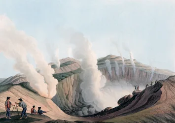 Cráter en la isla de Vulcano en el mar Tirreno, Italia