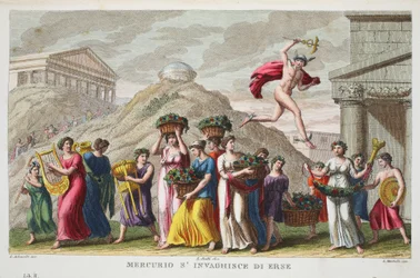 Mercurio se enamora de Herse o Mercurio se invaghisce di Erse, ilustración de 