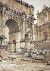 El Arco de Septimio Severo en Roma, de Luigi Bazzani (1836-1927). Óleo sobre lienzo.
