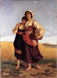 Jóvenes chicas trabajando en los campos