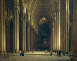 Interior de la Catedral de Milán (Duomo de Milán), por Luigi Bisi (1814-1886)