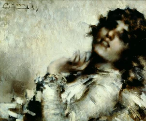 Retrato de mujer, de Luigi Conconi (1852-1917), óleo sobre lienzo, 50x60 cm