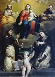La Madonna del Rosario con SS Domingo, Catalina, María Magdalena y José