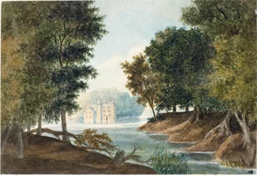 Paisaje con río y villa