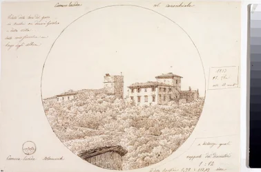 Vista telescópica de la Torre del Gallo en Arcetri cerca de Florencia