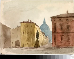 Vista de la plaza de la iglesia Santa Annunziata, Florencia