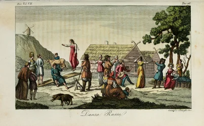 Danza rusa. Ilustración de Il costume antico e moderno o storia del governo de Giulio Ferrario, 1831