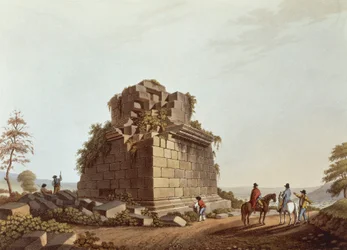 Base de columna monumental, Sicilia, ilustración de Vistas de Italia, por Luigi Mayer