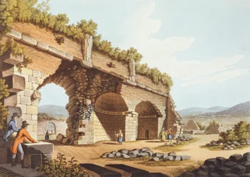 Viajeros europeos frente al Templo de Diana en Éfeso