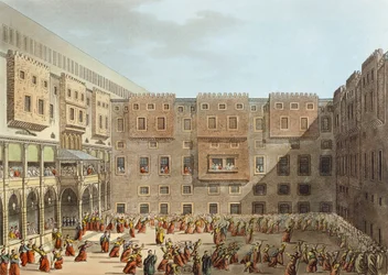 Práctica mameluca frente al palacio de Mourad Bey en El Cairo