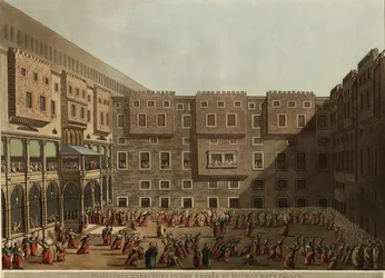 Mamelucos ejercitándose en la plaza del Palacio de Murad Bey, 1802