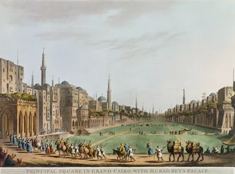 Plaza principal en El Cairo, con el Palacio de Murad Bey, lámina 27 de 