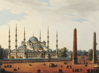 Turquía, Estambul, La Mezquita Azul de Estambul o Sultanahmet Camii (Mezquita del Sultán Ahmet) por Luigi Mayer