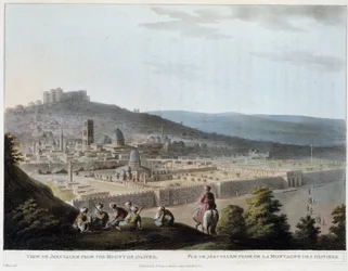 Vista de Jerusalén tomada desde el Monte de los Olivos - grabado