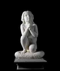 Niño pequeño en oración. Escultura de mármol de Luigi Pampaloni (1791-1847), circa 1827. de la colección del Príncipe Odon di Savoia