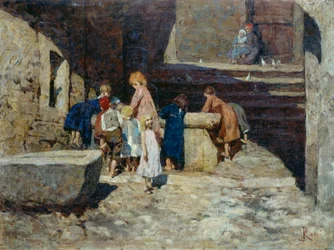 Niños en la fuente