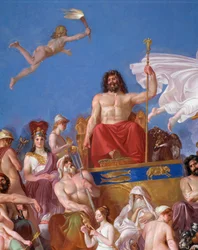 Consejo de los dioses en el Olimpo. (detalle)