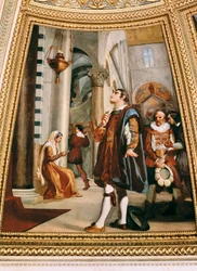 Galileo Galilei observando la lámpara oscilando en la Catedral de Pisa 1582
