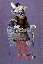 Barba Azul. dibujo de Luigi Sapelli Caramba (1865-1936) de 1910 para la ópera Ariane y Barba Azul de Paul Dukas