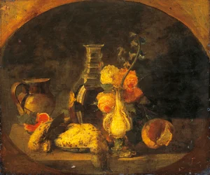 Naturaleza muerta, de Luigi Scrosati (1814-1869), óleo sobre lienzo, 43x50 cm
