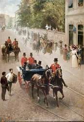 El rey de Italia Umberto I de Saboya en Monza