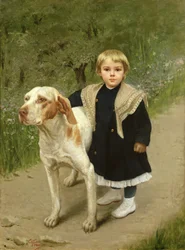 Niño Pequeño y un Perro Grande