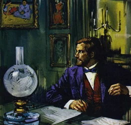Gauguin esperaba volver a Francia, pero su amigo le convenció para que se quedara en Tahití (litografía en color).