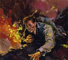 Las experiencias de Hemingway en la Italia de la guerra se convirtieron en la base de su novela Adiós a las armas (litografía en color).