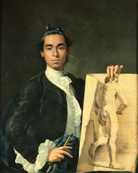 Autorretrato sosteniendo un estudio de desnudo